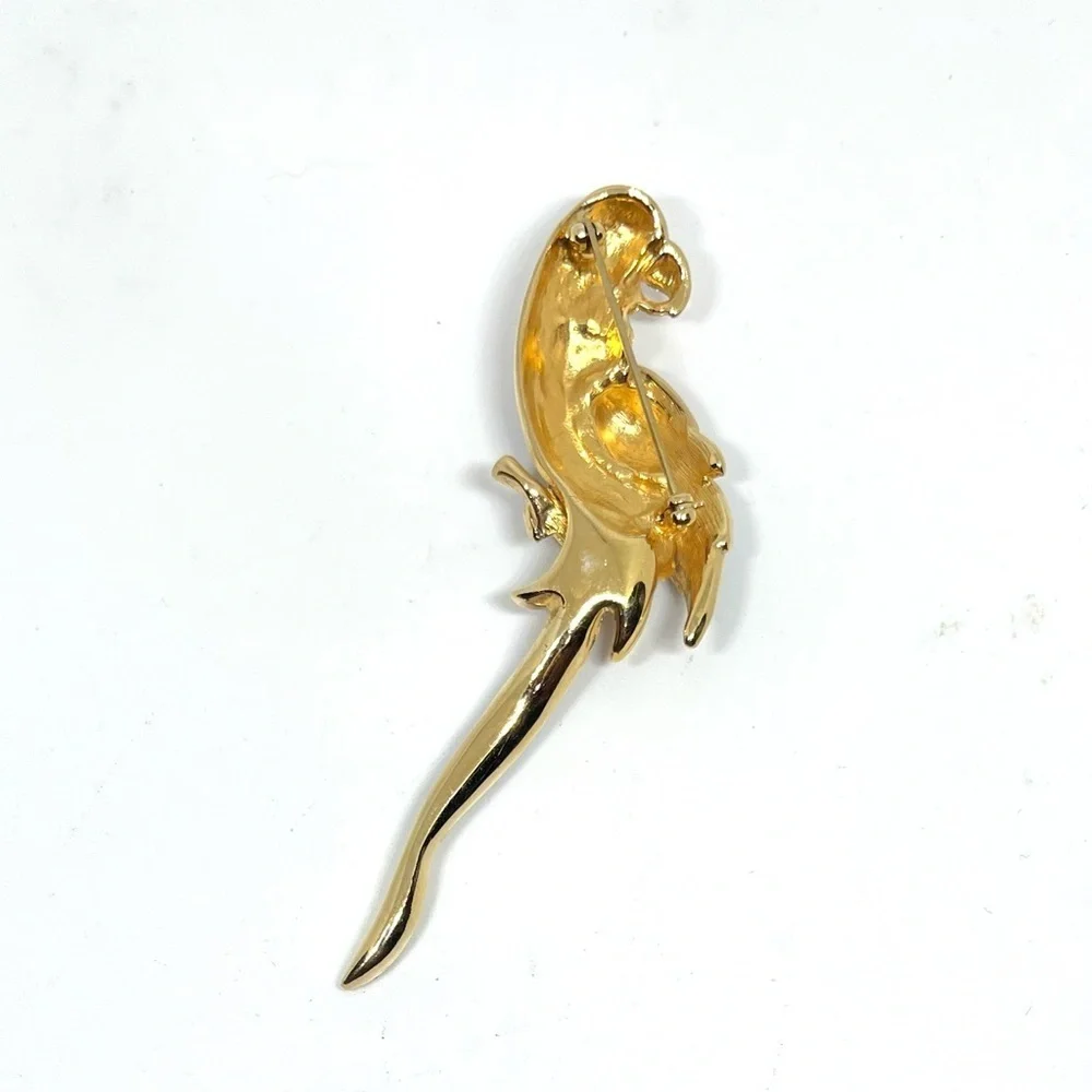 Vintage Parrot Rhinestone Brooch
